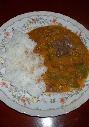 A picture of Pumpkin served with rice.