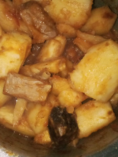 A picture of Cassava with stew.