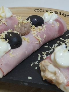 Una foto de Canelones fríos de jamón cocido
