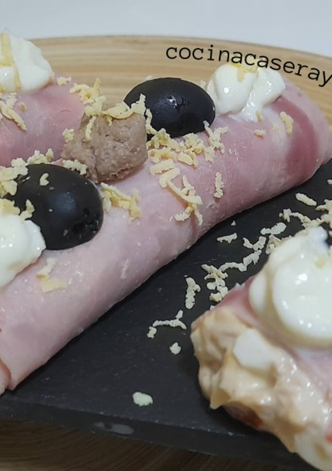 Una foto de Canelones fríos de jamón cocido