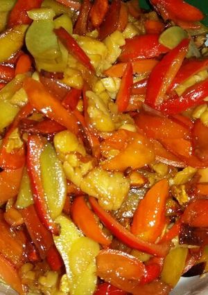 Foto resep Oseng kulit melinjo tempe pedas