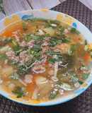 Canh súp nấu nấm thịt xay