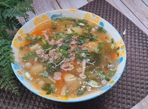 Hình của món Canh súp nấu nấm thịt xay.