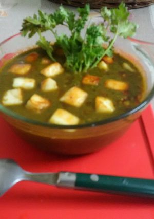 A picture of Spinach (Palak)-Paneer Combo.
