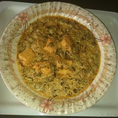 A picture of Paneer green piece fenugreek leaves.