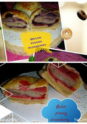 Foto resep Bolen pisang blueberry & bolen pisang strawberry