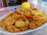 Paella para 2 de marisco y rape en Thermomix