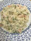 Creamy spring onion prawns with parsley rice