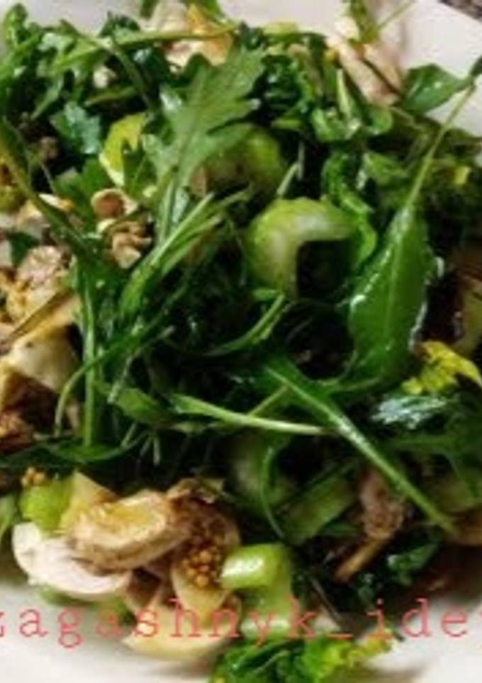 Зелений салат з сирими печерицями🥬