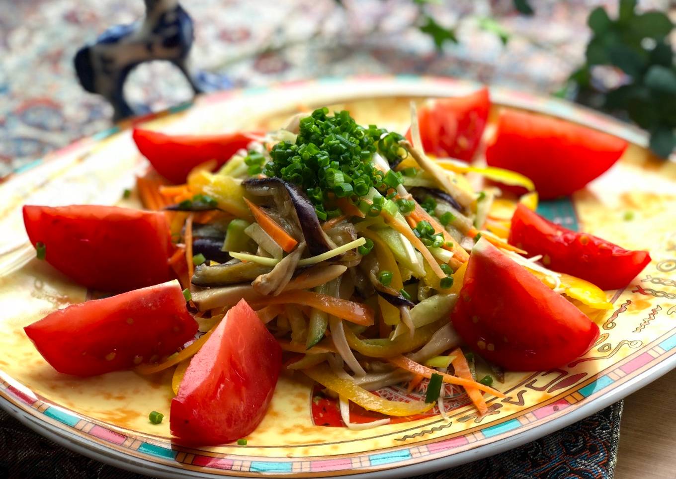 Japanese colorful vegetables salad with sesame dressing