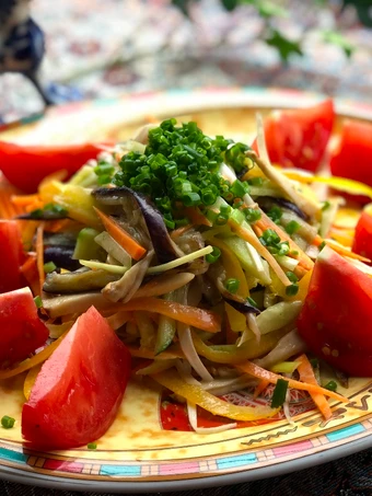 Simple Way Make Recipe Japanese colorful vegetables salad with sesame dressing that is Can Pamper Your Tongue, Perfect}