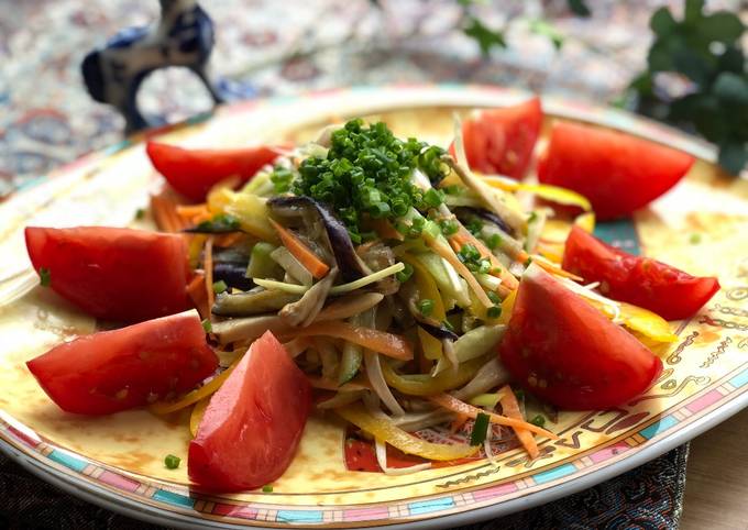 Japanese colorful vegetables salad with sesame dressing
