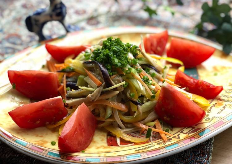Japanese colorful vegetables salad with sesame dressing