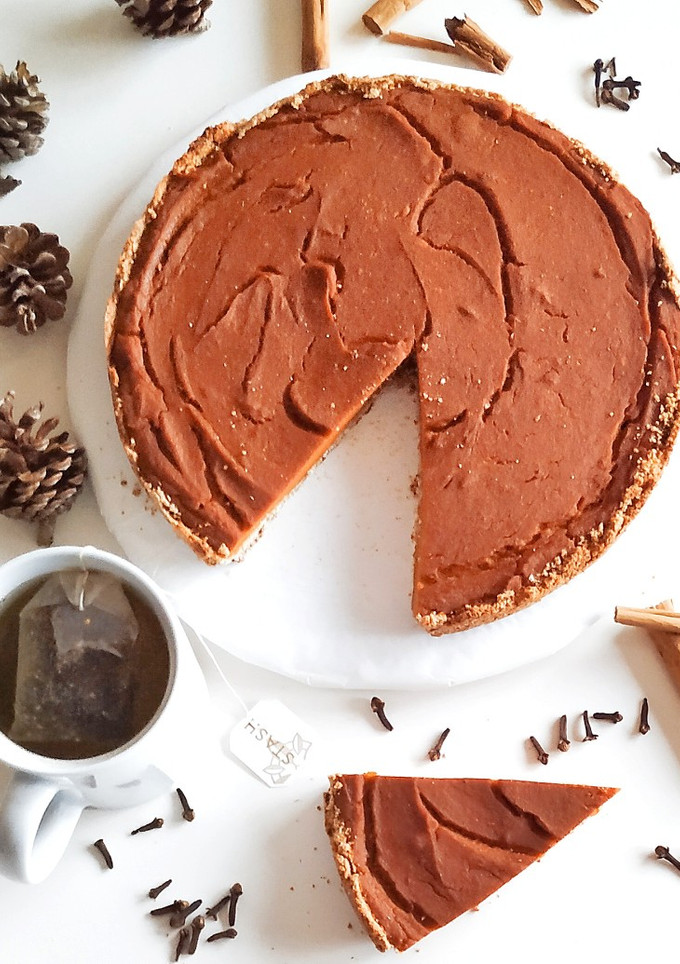 Una foto de Tarta de calabaza o Pumpkin pie vegana