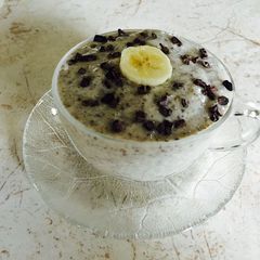 A picture of Banana, chia seed pudding.