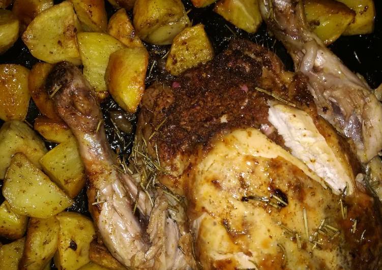 Stuffed chicken with potatoes