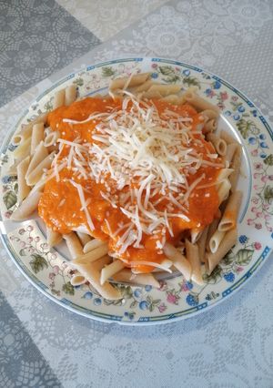 Una foto de 340. Macarrones en salsa de tomate / Thermomix
