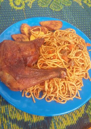 A picture of Jollof spagetti.
