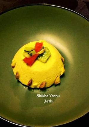 A picture of Saffron Pistachio Panna Cotta.