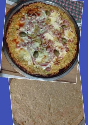 Una foto de Pizza base de arroz y verduras con fainá clásica