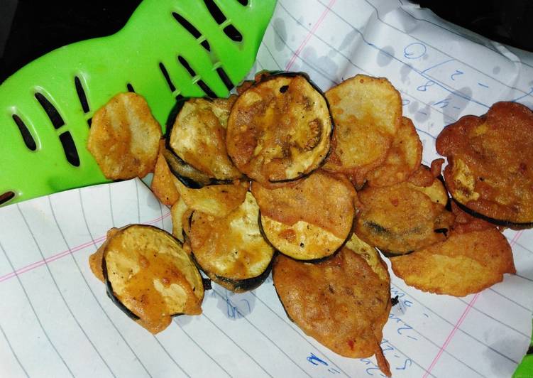 Step-by-Step Guide to Make Favorite Crispy brinjal and potato pakora