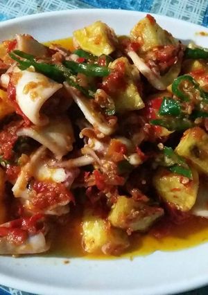 Foto resep Cumi balado mix kentang 🐙