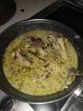 Verdel en salsa con verde con guisantes