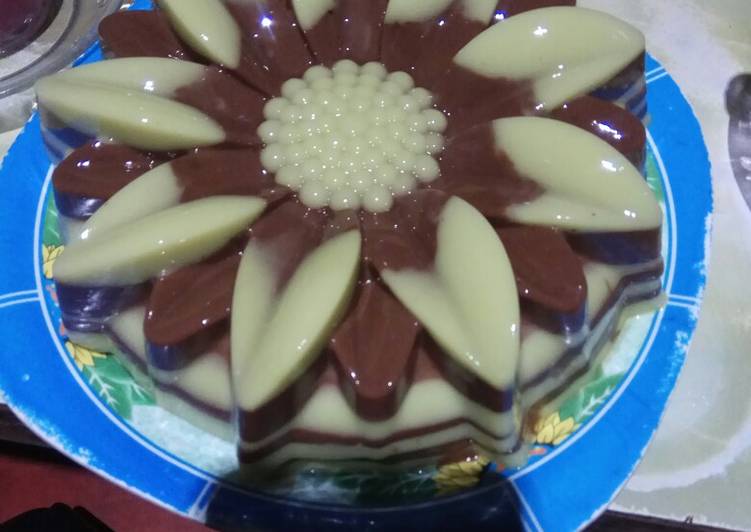 Resep Puding coklat greentea cantik | Cara Masak Puding coklat greentea cantik Yang Lezat