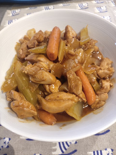 A picture of Chicken with Ketchup Sauce.