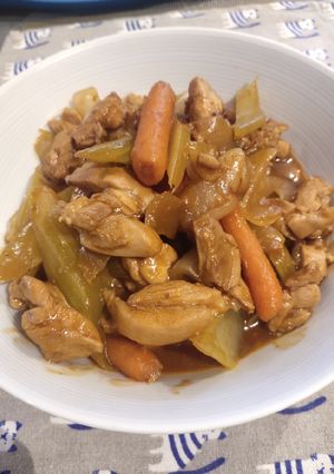 A picture of Chicken with Ketchup Sauce.