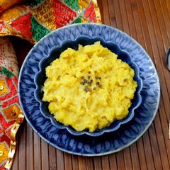 A picture of Nut-Free Moong Dal Atta Halwa.