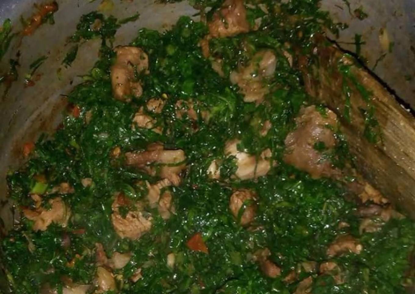 Beef Stew mixed with Sukuma wiki