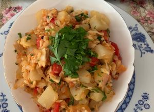 Una foto de Bacalao con papas