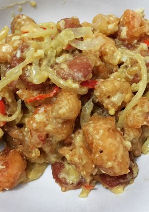 Foto resep Udang sosis crispy saos telor asin pedas