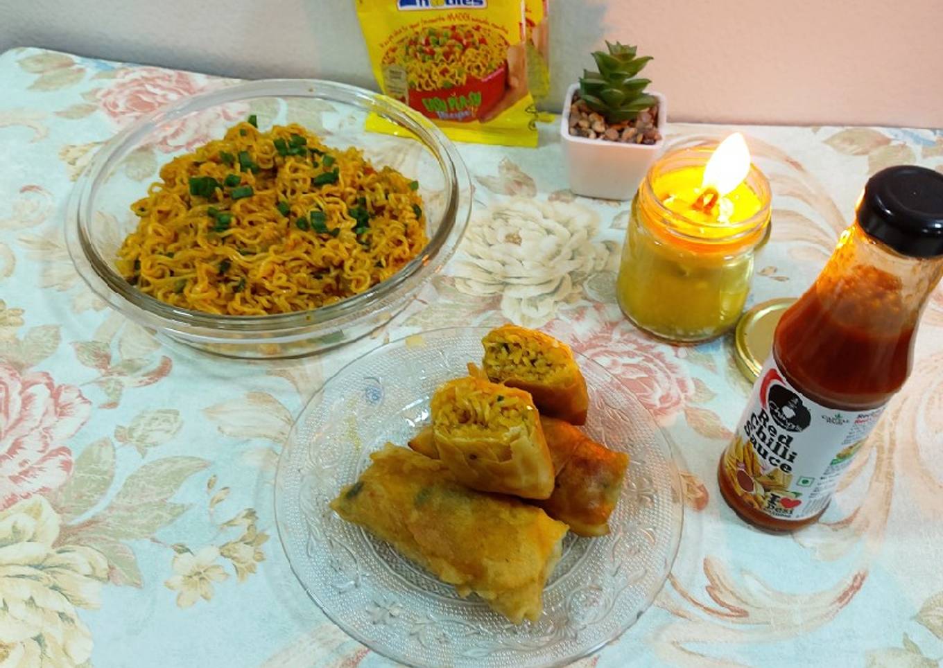 Hot chili garlic maggi/ Chinese maggi with schezwan sauce