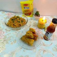 A picture of Hot chili garlic maggi/ Chinese maggi with schezwan sauce.