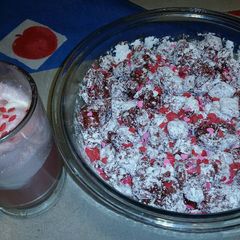 A picture of Red Velvet Puppy Chow & Cupid Floats.