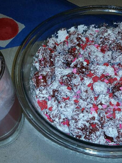 A picture of Red Velvet Puppy Chow & Cupid Floats.