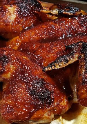 A picture of Spatchcock BBQ chicken.