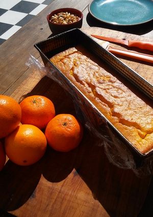 Una foto de Budín de zapallo y mandarinas vegano