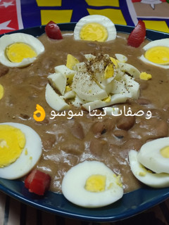 صورة لوصفة الفول بالقشطه
