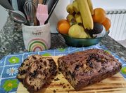 Una foto de budín de avena y bananas