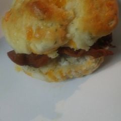 A picture of Cheddar cheese Biscuits with Bacon.