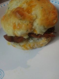 A picture of Cheddar cheese Biscuits with Bacon.