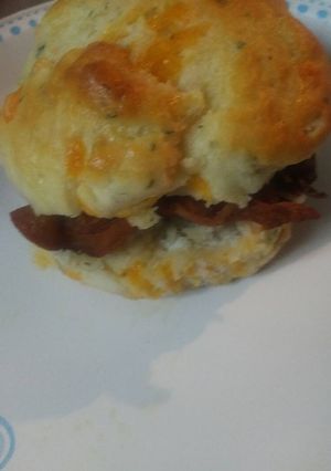 A picture of Cheddar cheese Biscuits with Bacon.