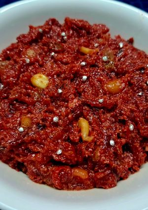 A picture of Beetroot Carrot Halwa.