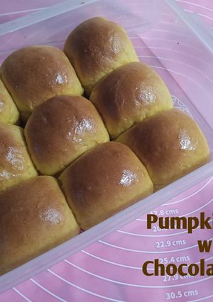 Foto resep Pumpkin Bread Chocolate Filling (Roti Labu Kuning isi coklat)
