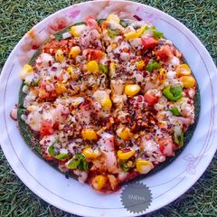 A picture of Besan palak pudla pizza.