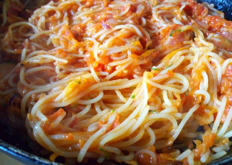 stir fry spaghetti with marinara sauce recipe main photo