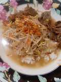 SAYUR TAUGE (CAMBAH) dan BEEF SLICE BUMBU KUNING KECAP